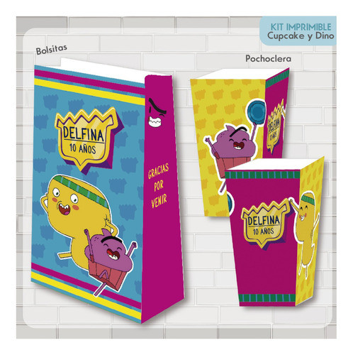 Kit Imprimible Personalizado Cumpleaños Cupcake Y Dino 1