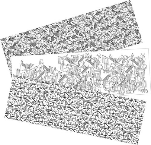 3 Laminas Gigantes 32x90 Cm Para Colorear Y Pintar - Ciudad 0
