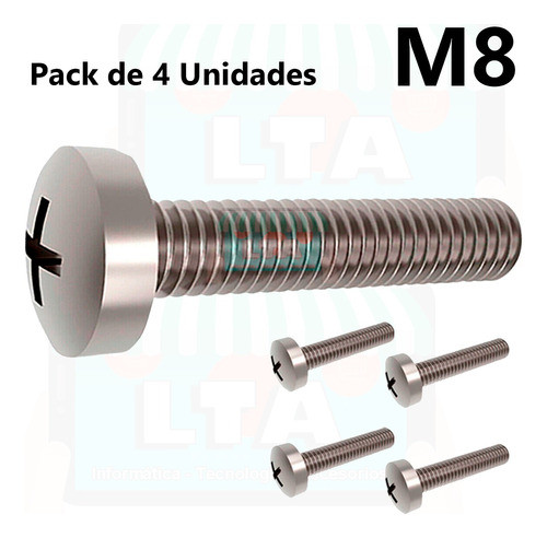 Tornillo M8 X 20mm X 4u Para Fijación De Tv En Soporte Lta® 1