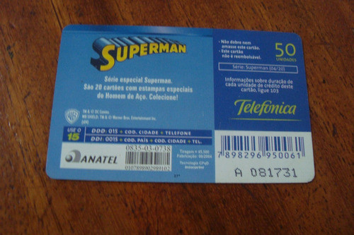Cartao Telefone Brasil Telefonica / Superman 4 De 20 1