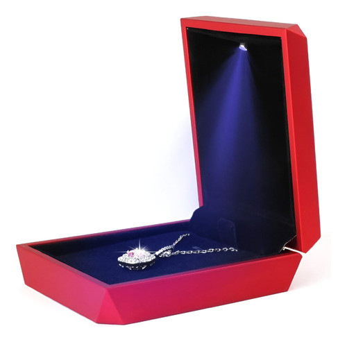 Joyero Con Luz Led Para Compromiso Boda - Estuche Rojo 0