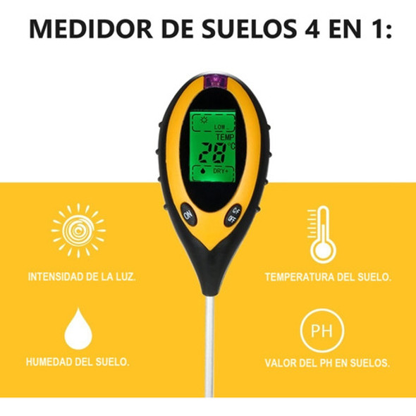 Medidor Digital Suelo 4 En 1: Ph, Humedad, Temperatura Y Luz 1