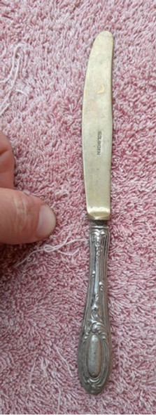 Antiguo Cuchillo De Postre Con Mango De Plata 800 Solingen 0