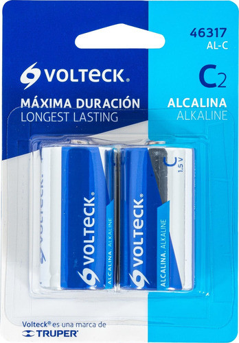 Pilas Alcalinas C Medianas 1.5v Máxima Duración Volteck X 2 0