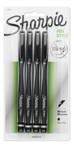 Sharpie Pen, Punto Medio, Negro, 4-count 0