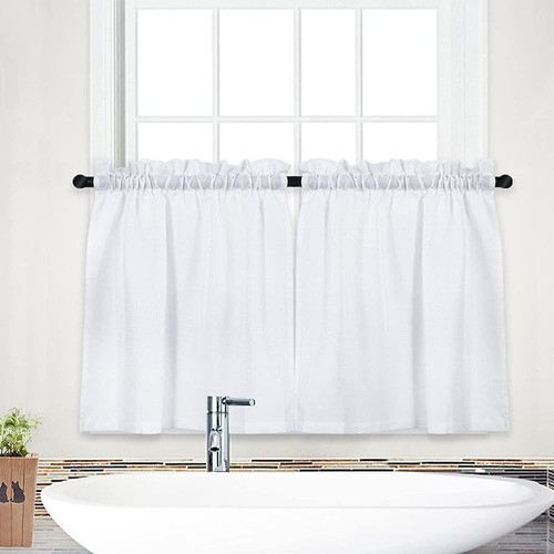 Nanan Waffle Cortinas Cortas Tejidas Con Textura Para El Bañ 0