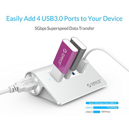 Orico 4port Usb 30 Hub De Datos Portátil De Aluminio Unibody 1