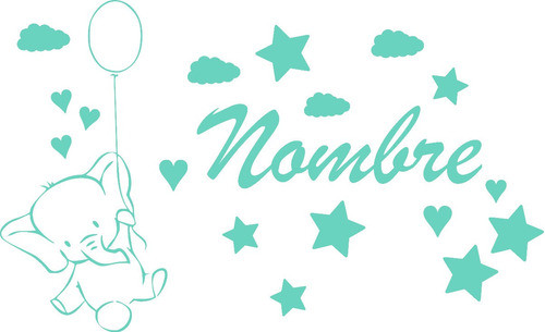 Pegotin Vinilo De Pared Nombre Para Niños Elefante Estrellas 0