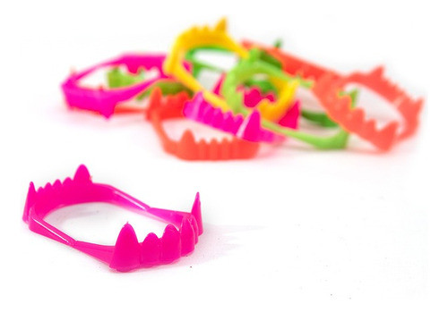 Dientes De Dracula Vampiro Fluo Halloween X 12 Unidades 0