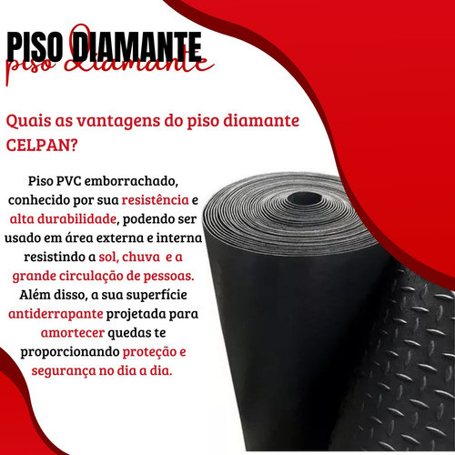 1m Tapete Diamante Emborrachado Fácil Instalação 1