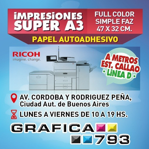 Impresión Autoadhesivo Super A3 / Bajadas A3+ Full Color X10 1