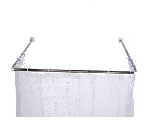 Barrote Cortina De Baño En U Codos 3 Tramos Acero Inoxidable 0
