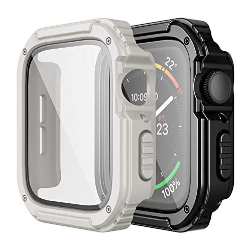 2 Fundas Templado Apple Watch Se/6/5/4 40mm Starlight/negro 0