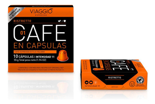 Cápsulas De Café Viaggio Ristretto Espresso X 10 Uni 1