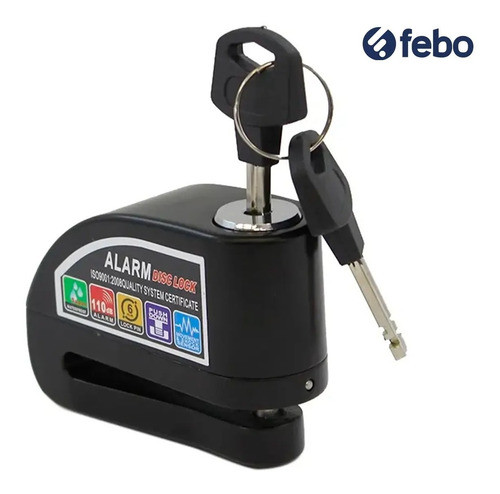Candado Disco Freno Tranca Con Alarma Moto Bicicleta Febo 1