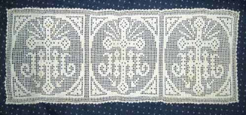 Antigua Carpeta Tejida Al Crochet Con Hilo Blanco 1930 0