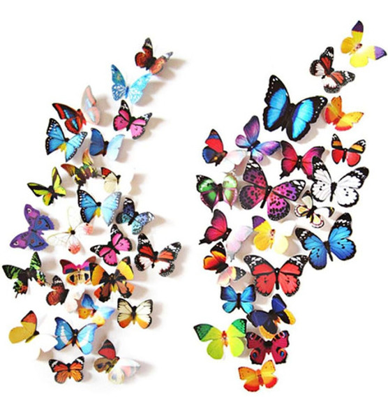 80 Piezas Mariposa Pegatinas De Pared 3d Decoración Adhesivo 0