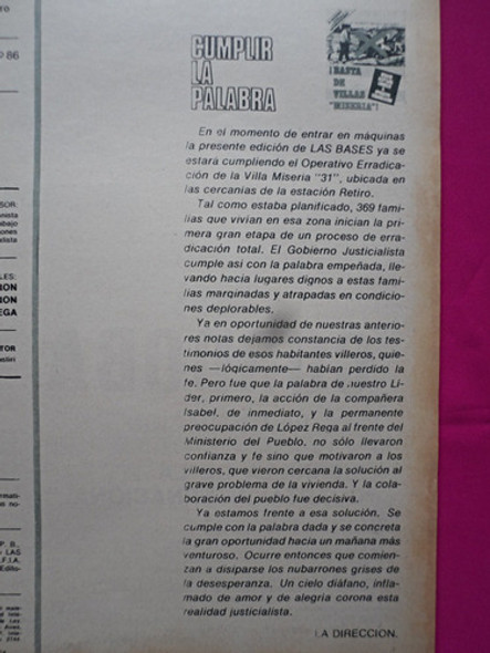 Revista Las Bases N° 86 Año 1974 Mision Libia En Argentina 1