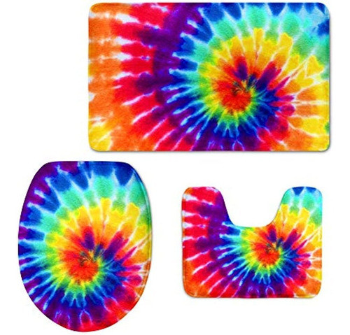 Hugs Idea Colorful Tie Dye Painting 3 Piezas Juego De Alfomb 0