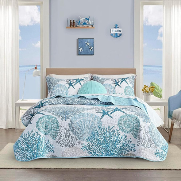 Tritard 3 Piece Coastal Quilt Sets Full / Queen Size - Edred 0 Tritard 3 Piece Coastal Quilt Sets Full / Queen Size - Edred 0