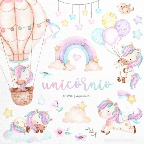 Cliparts Imagenes Png Unicornios Acuarelas Ni3 0