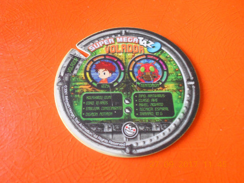 Digimon Super Mega Tazo Volador Izzy/tentomon 2001 1