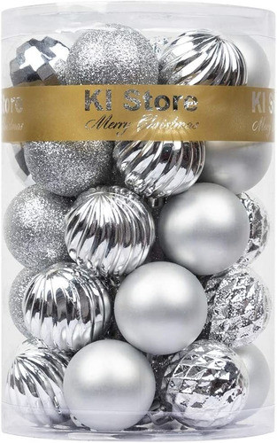 Set De 34 Bolas Para Arbol De Navidad - Plata 0