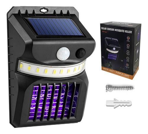 Aplique Foco Solar Sensor Mata Mosquitos Insectos Repelente 0