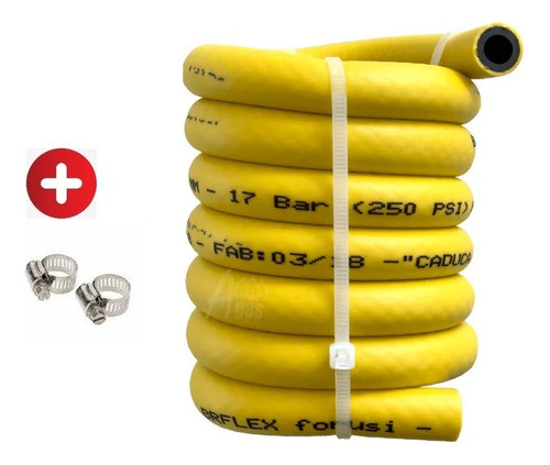Kit Manguera De Gas 1.5m Alta Calidad + Abrazaderas Garrafa 0