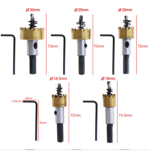 Mecha Fresa Copa Hss - Rec. Titanio 5 Pc Para Metales Hss S. 1