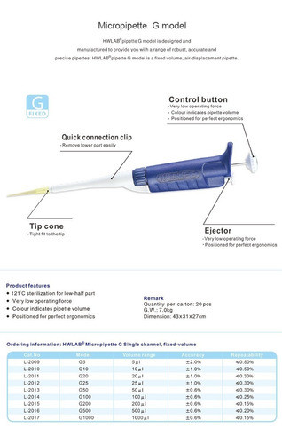 Micropipetas Automáticas Volumen Fijo 100ul China 1