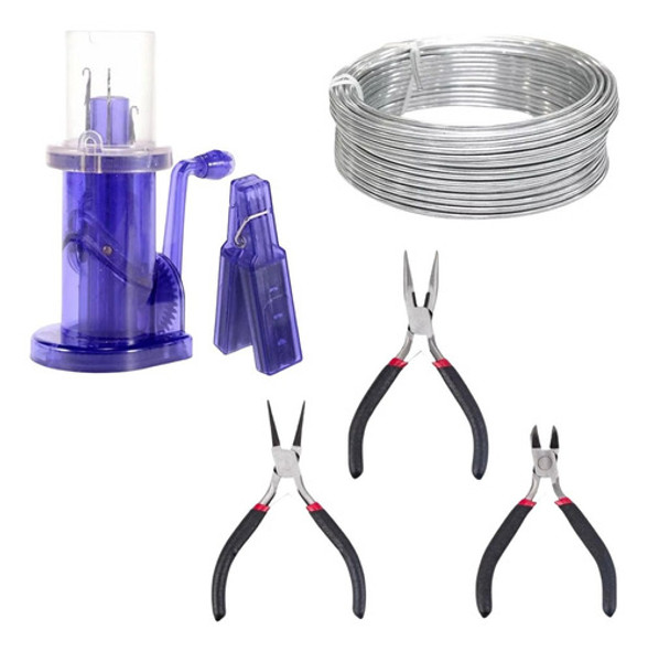 Kit Máquina De Tricotin + 2 Metros De Arame + 3 Alicates 0