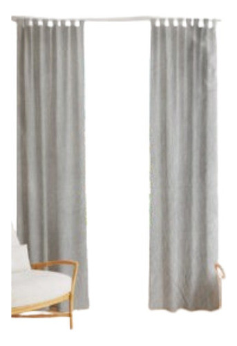 Cortina De Ambiente De  Gasa Gris Set X 2 Paños Largos 0