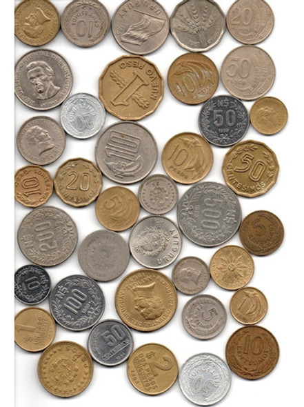 Uruguay Excelente Lote De 38 Monedas Todas Diferentes!! 0