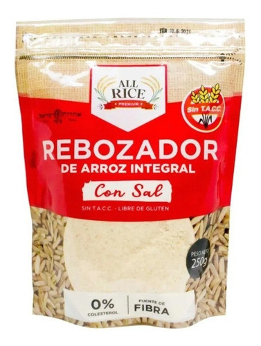 Rebozador Arroz Integral Con Sal Sin Tacc All Rice 250gr X10 1