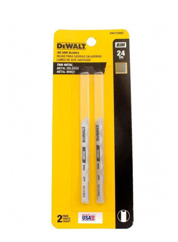 Hoja Sierra Caladora 24tpi Metal Fino Dewalt Dw3726h2 0