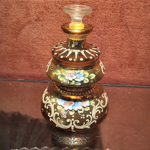 Perfumero Antiguo De Cristal Veneciano Botella Murano Oro 0