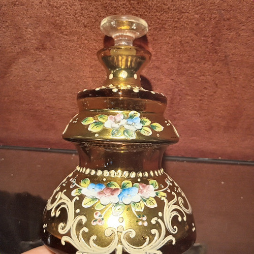 Perfumero Antiguo De Cristal Veneciano Botella Murano Oro 1