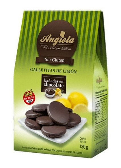 Pack X 6 Galletitas De Limon Bañadas Choco Sin Tacc Angiola 0