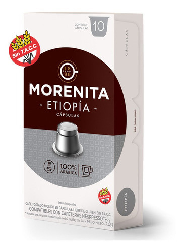 Morenita Cafe En Capsulas Espresso Etiopia 10caps X 12 Cajas 1