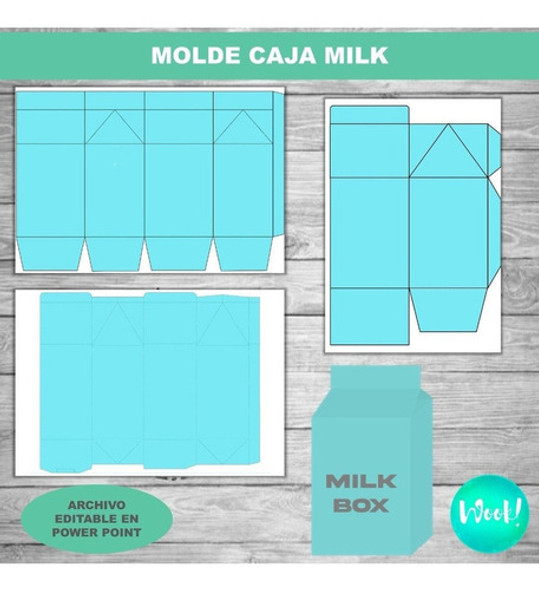 Kit Imprimible Molde Caja Milk Box Editable 1