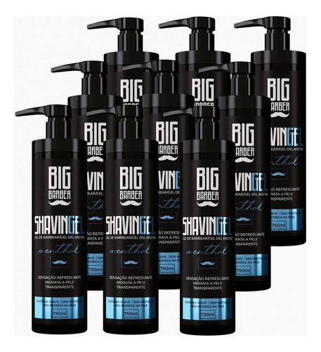 Shaving Gel De Barbear Big Barber 750ml Menthol Shaver 9 Und 0