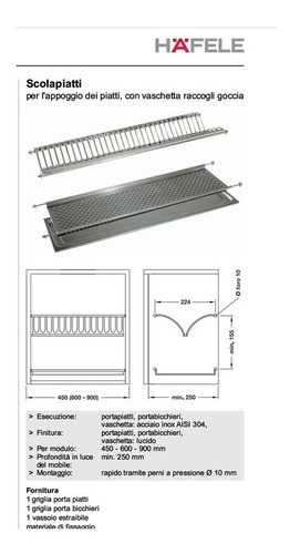 Escurreplatos Hafele 450 Mm Todo Acero Inox 544.17.0x2 Premi 1