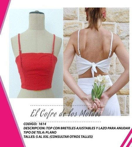 Molde  Top C/ Breteles, Espalda Lazos Talles S A Xxl 1