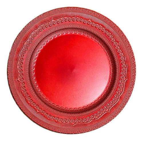 Kit 12 Unidades Sousplat Redondo Vermelho Fosco 33cm Rafimex 1