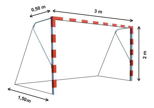 2 Red Arco Papi Futbol Salon Futsal 3x2.m Trapezoidal 3,8.mm 1