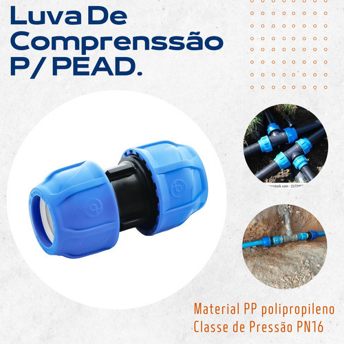 Kit 3 Luva União De Compressão Pp Pead 20mm 1