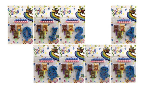 Vela Numero Con Animalitos - 8 Cm - Universo Mágico 0