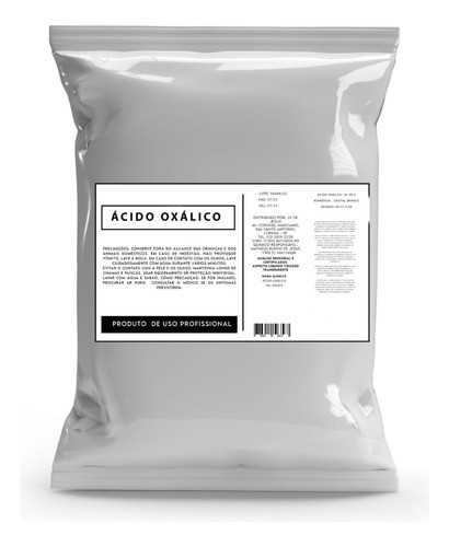 Ácido Oxalico 99% ( Sal Azedo ) Pacote 1 Kg Premium 0