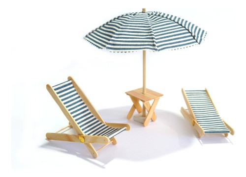 Kit Miniaturas De Praia: 2 Cadeiras + Guarda-sol + Mesinha 0